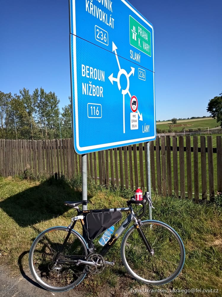 Bike leaning against a road