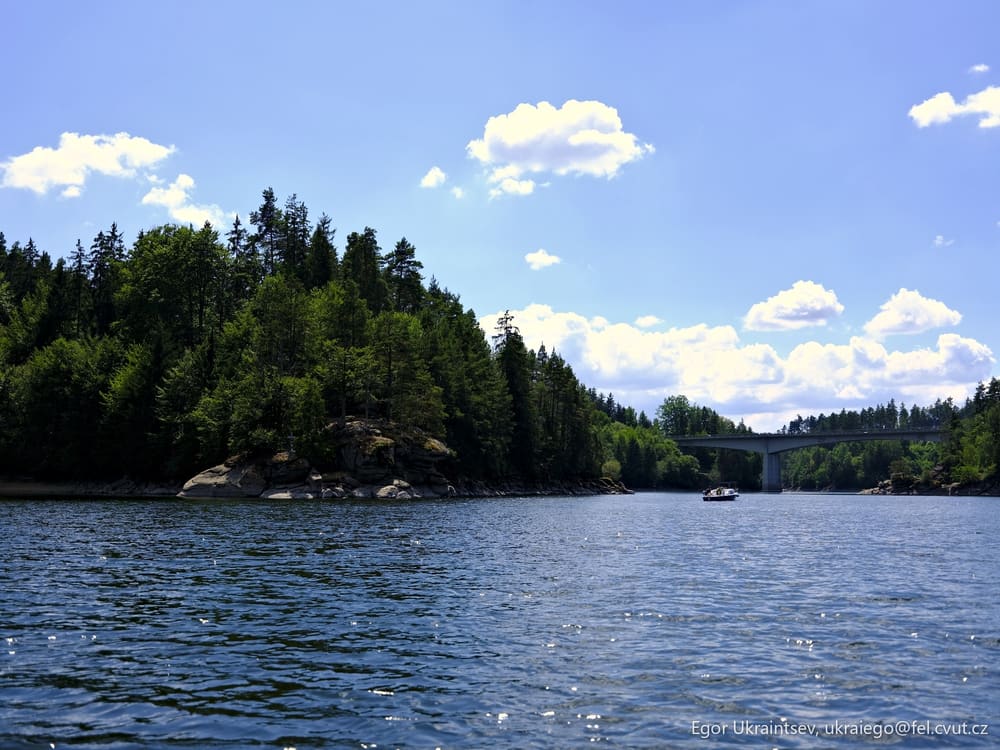 Lake with a bridge
