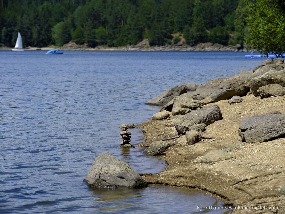 Lake with rocks and trees