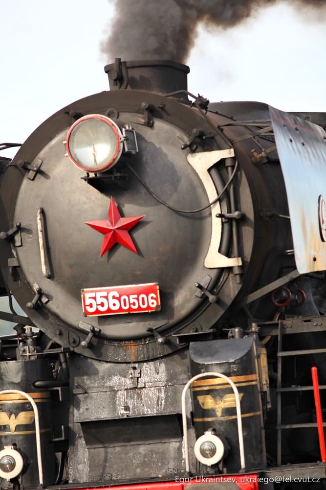 Steam train with smoke coming