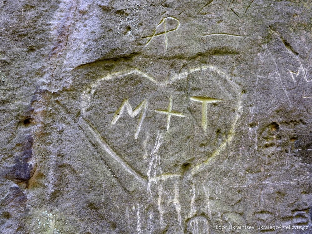 Rock with a heart carved