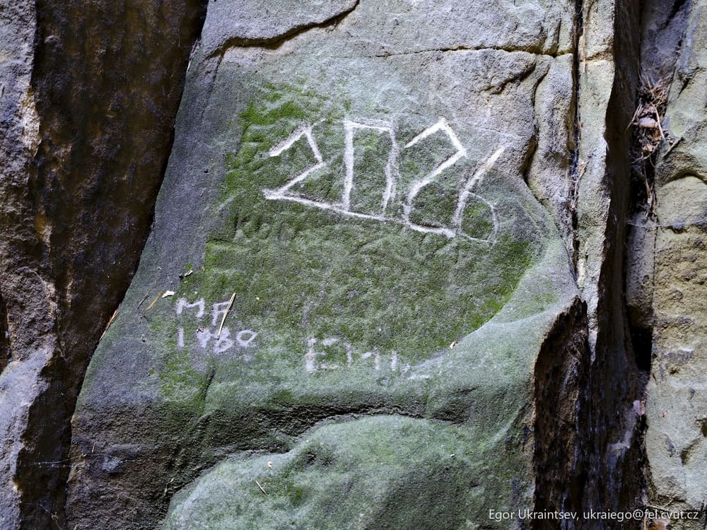 Rock with graffiti written