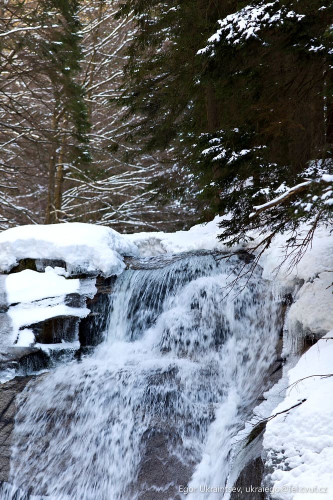 Waterfall in the snow