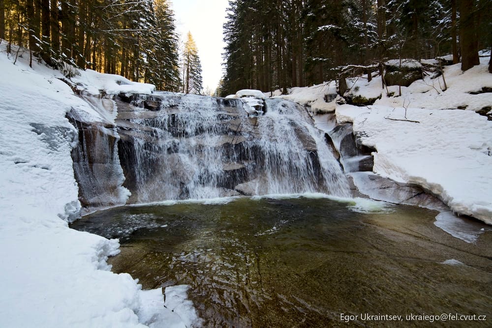 Small waterfall in the snow