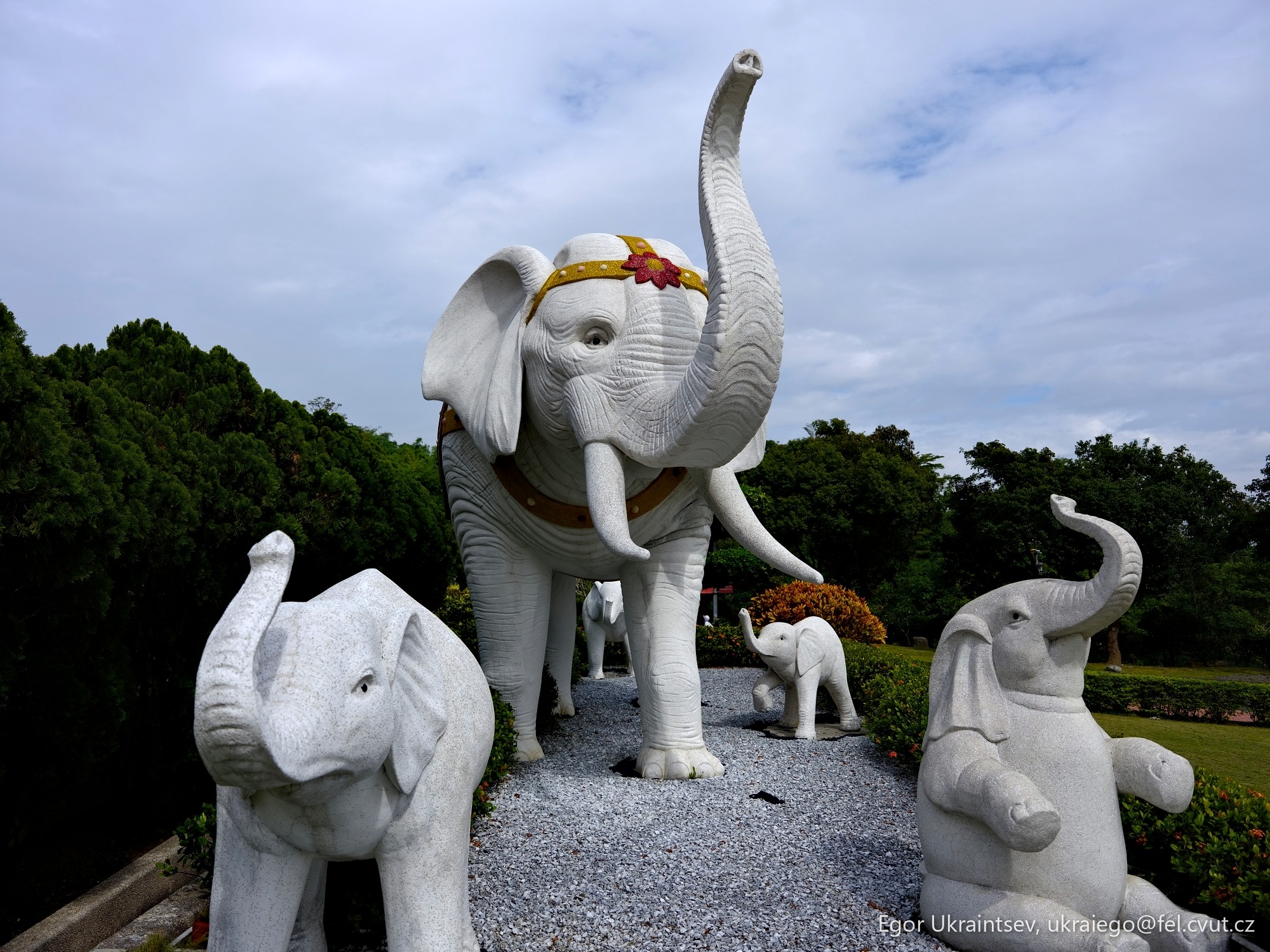 Elephant statue in a park
