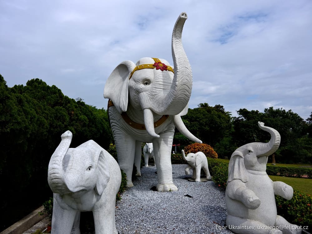Elephant statue in a park
