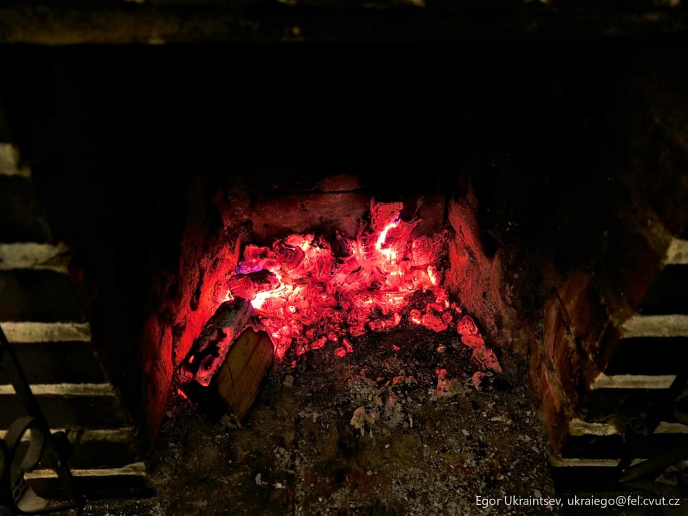 Fire in a brick oven