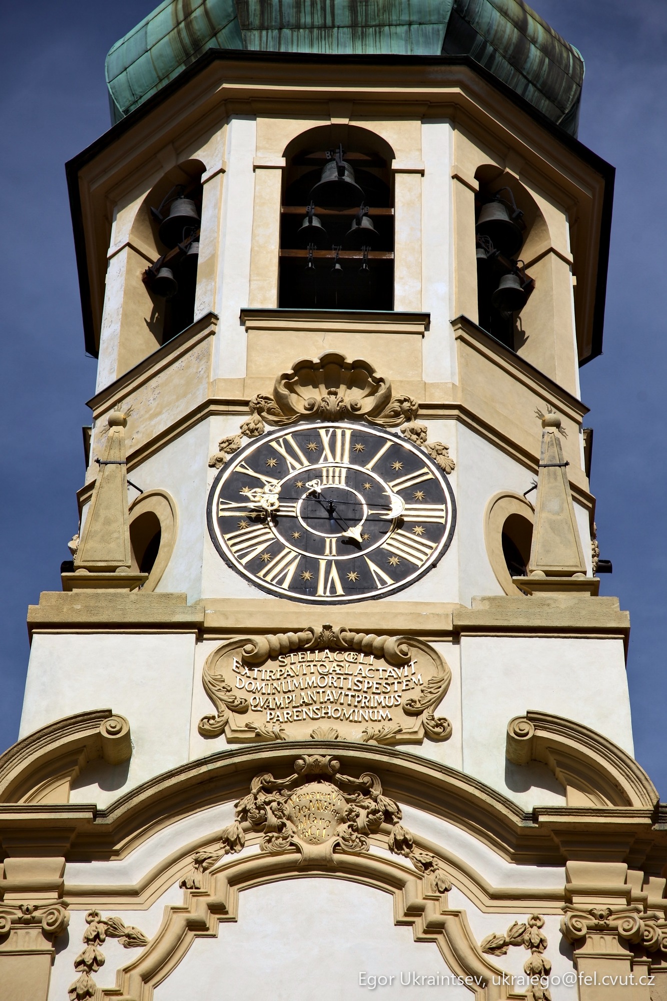 Clock tower with a blue