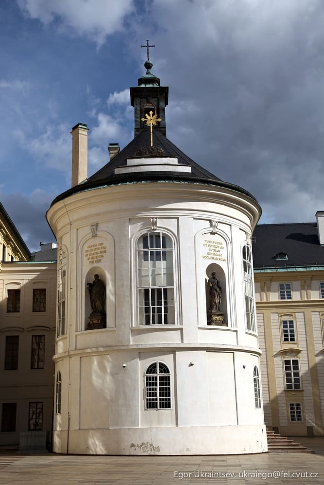 White building with a cross