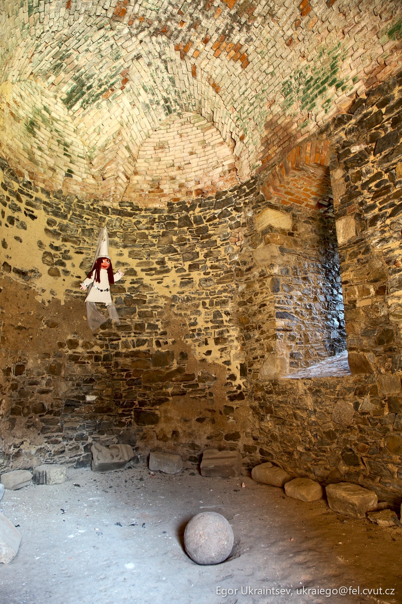 Woman standing in an old