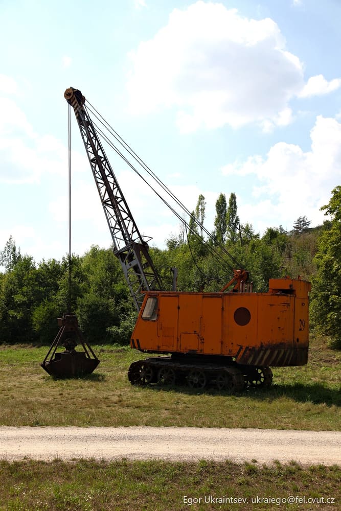 Crane in a field