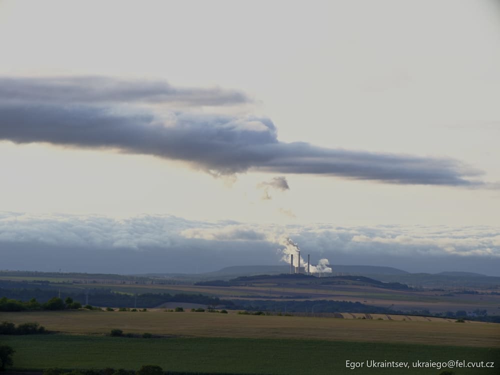 Industrial area with smoke stacks