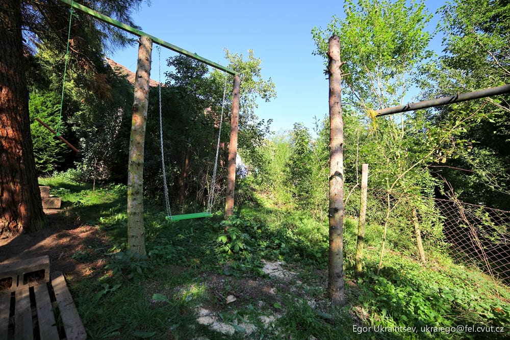 Swing set in the woods
