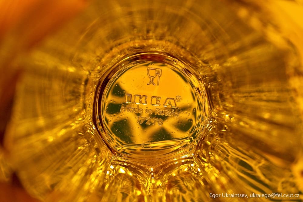 Water drop in a glass