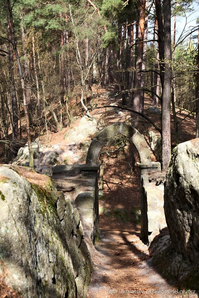 Stone bridge in the woods