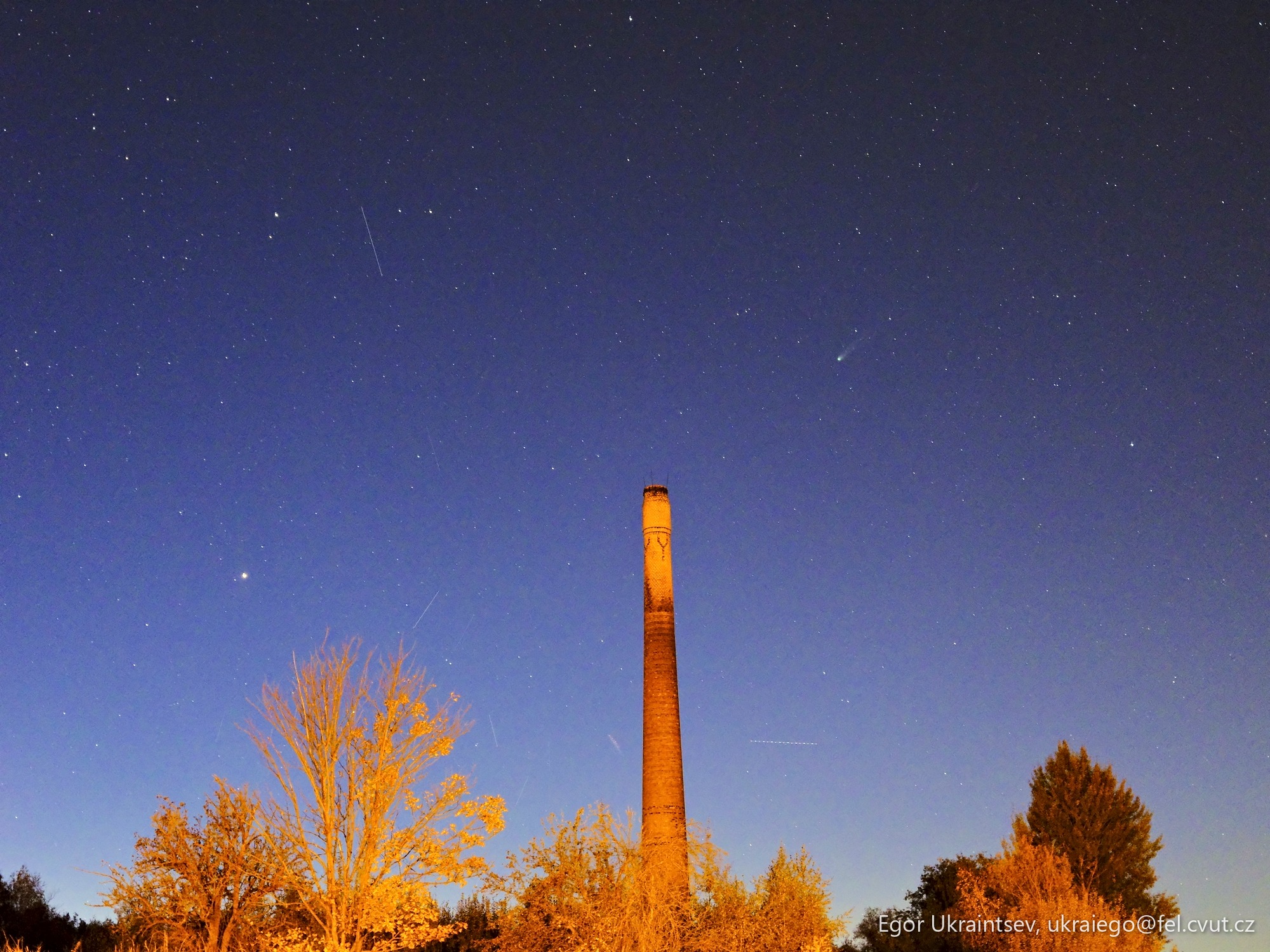 Night sky over a chimney