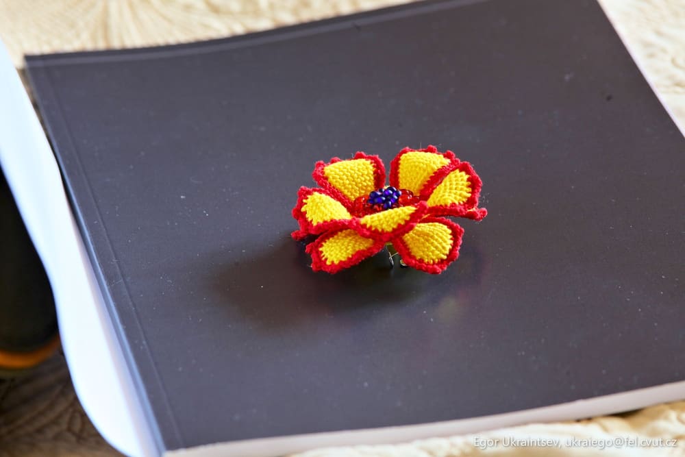 Crochel flower on a book