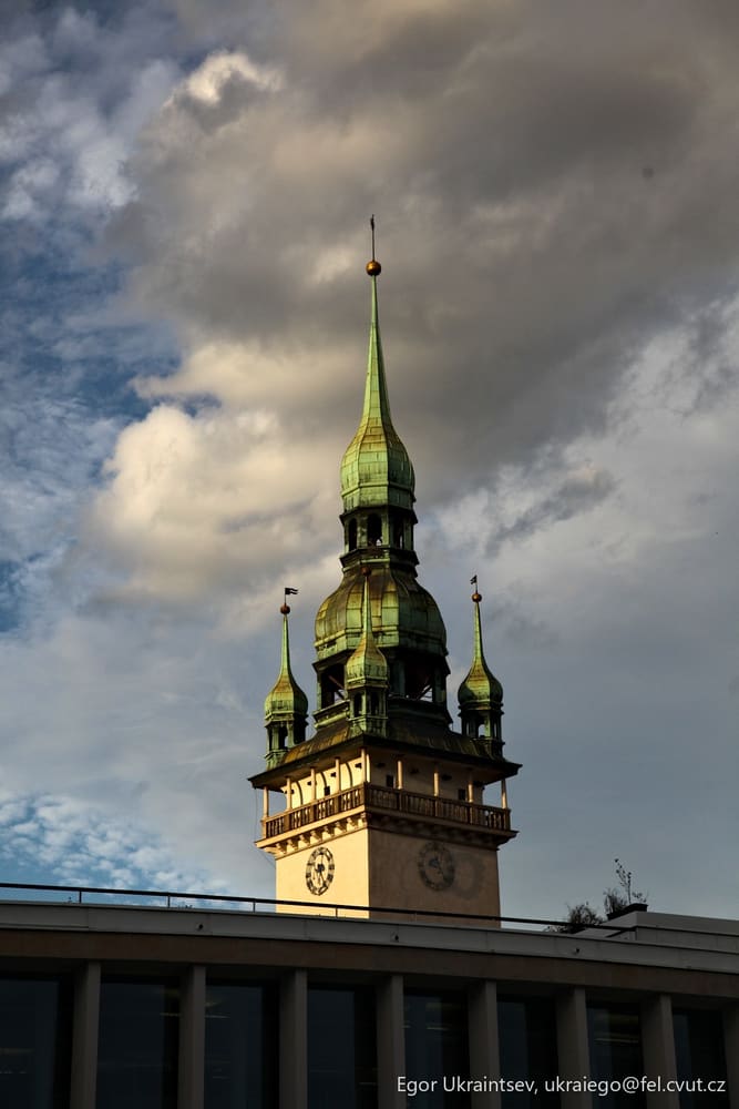 Clock tower with a cloudy