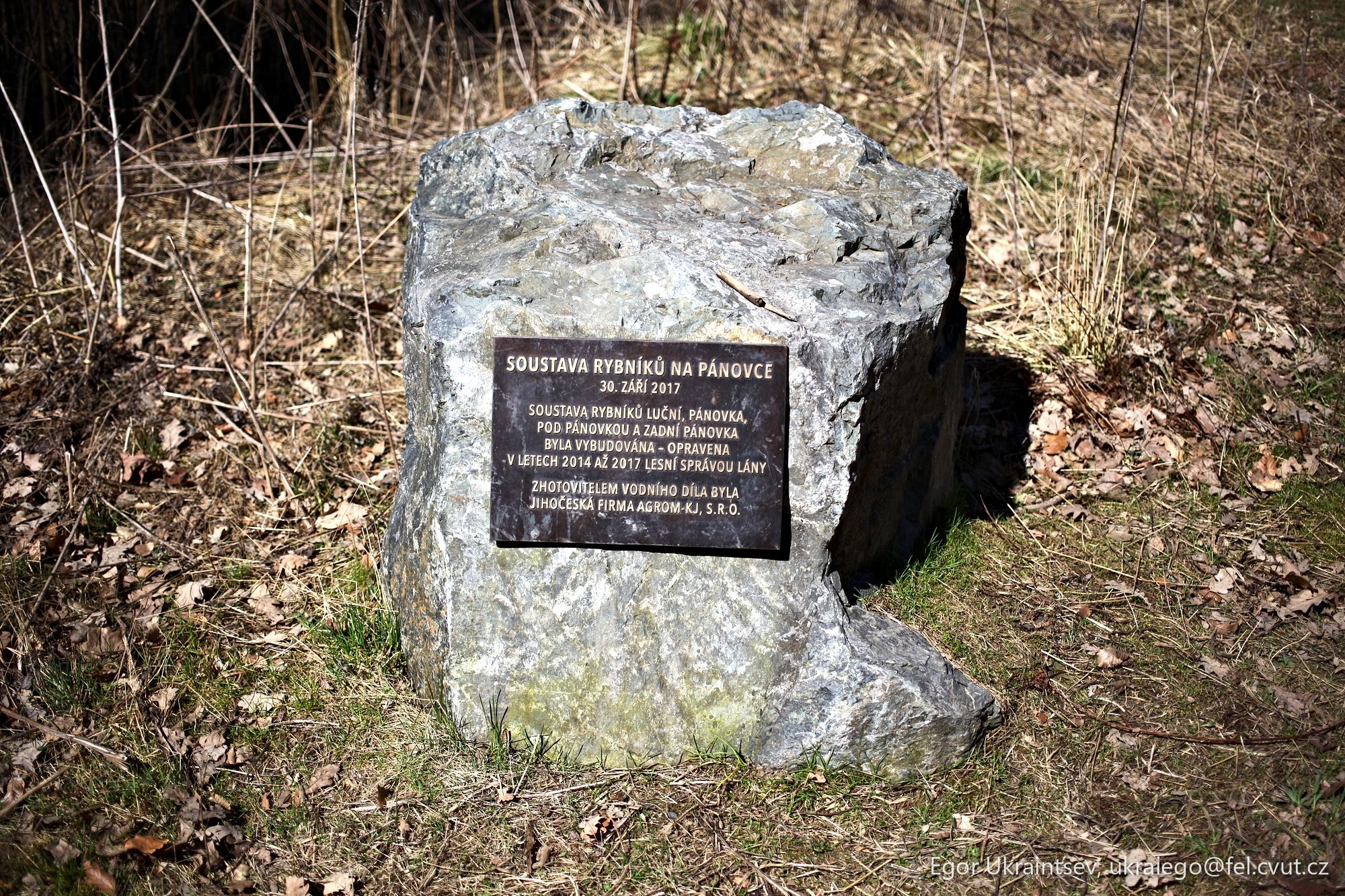Memorial stone in the woods