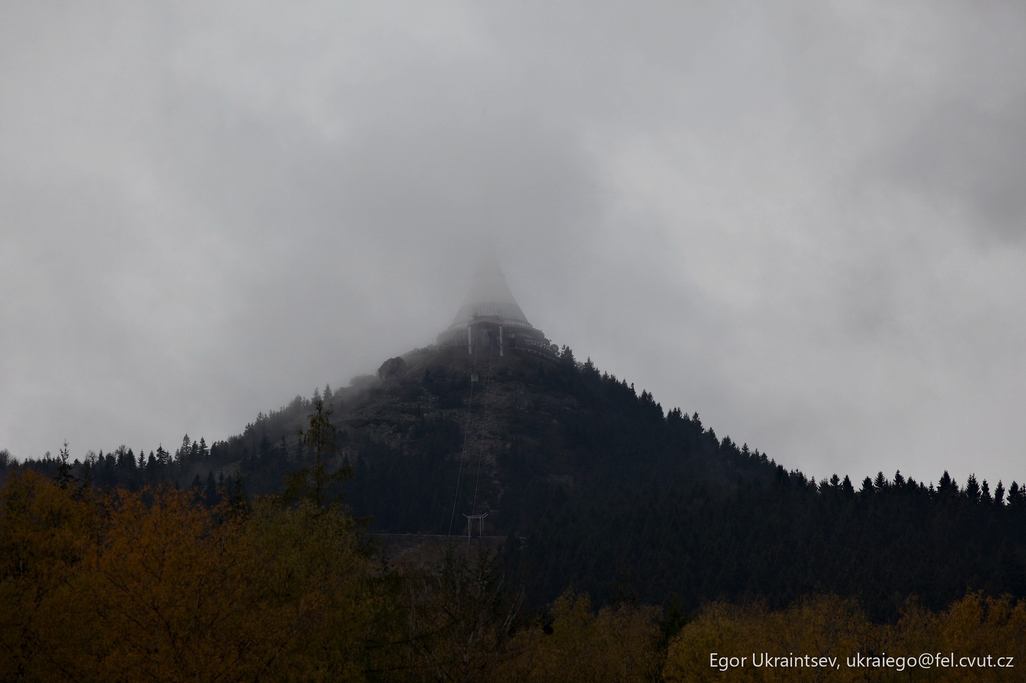 Mountain peak with trees