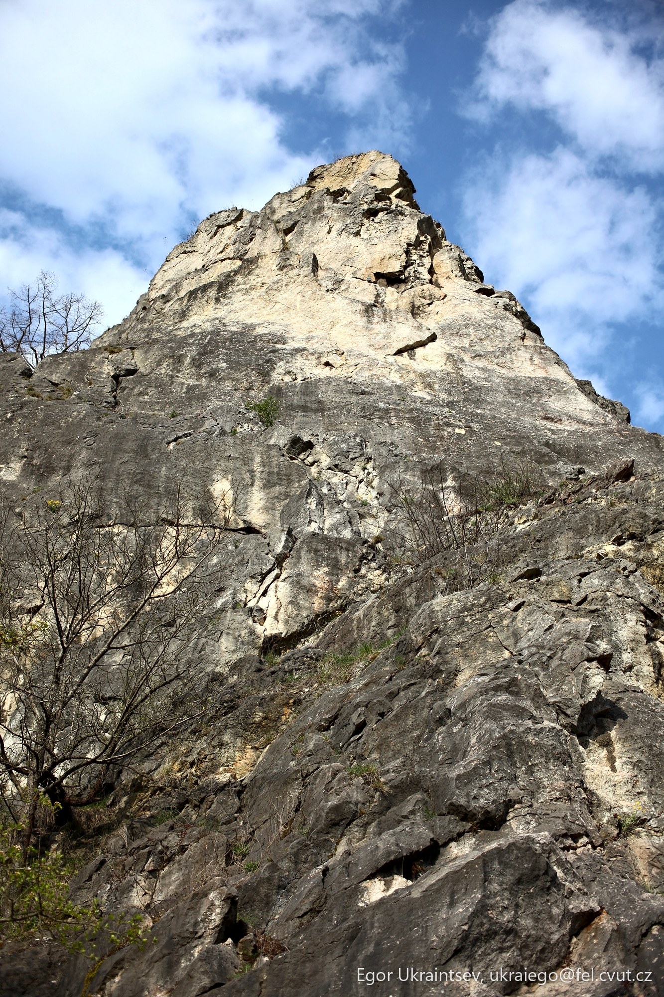 Rock face with a blue