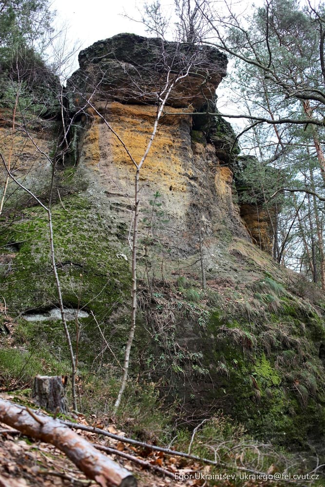 Rock formation in the woods
