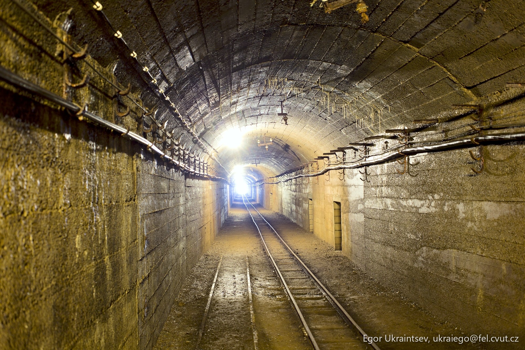 Train going through a tunnel