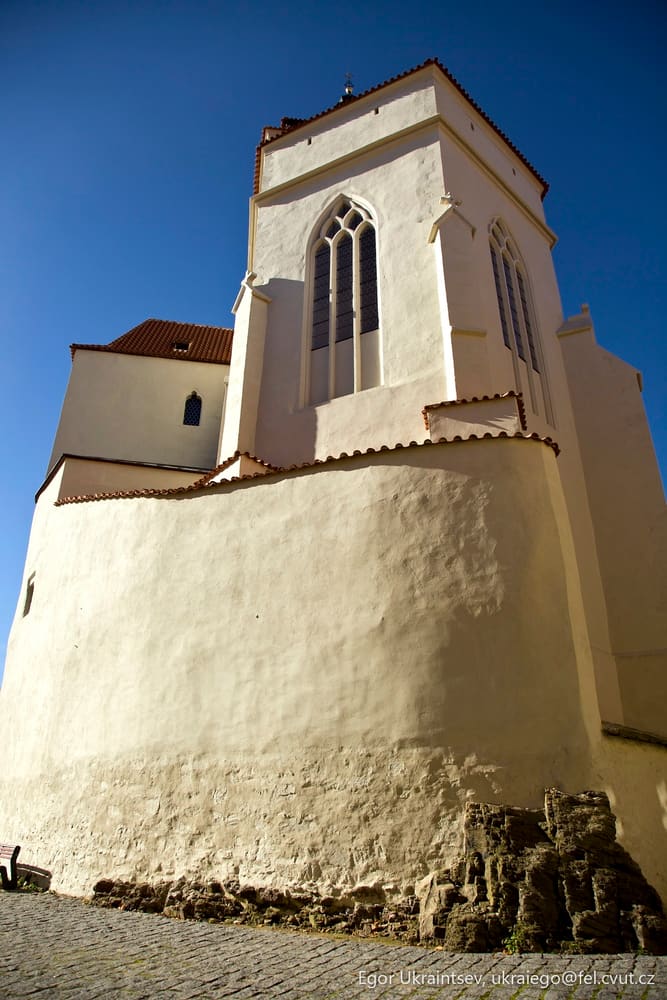 White church with a blue