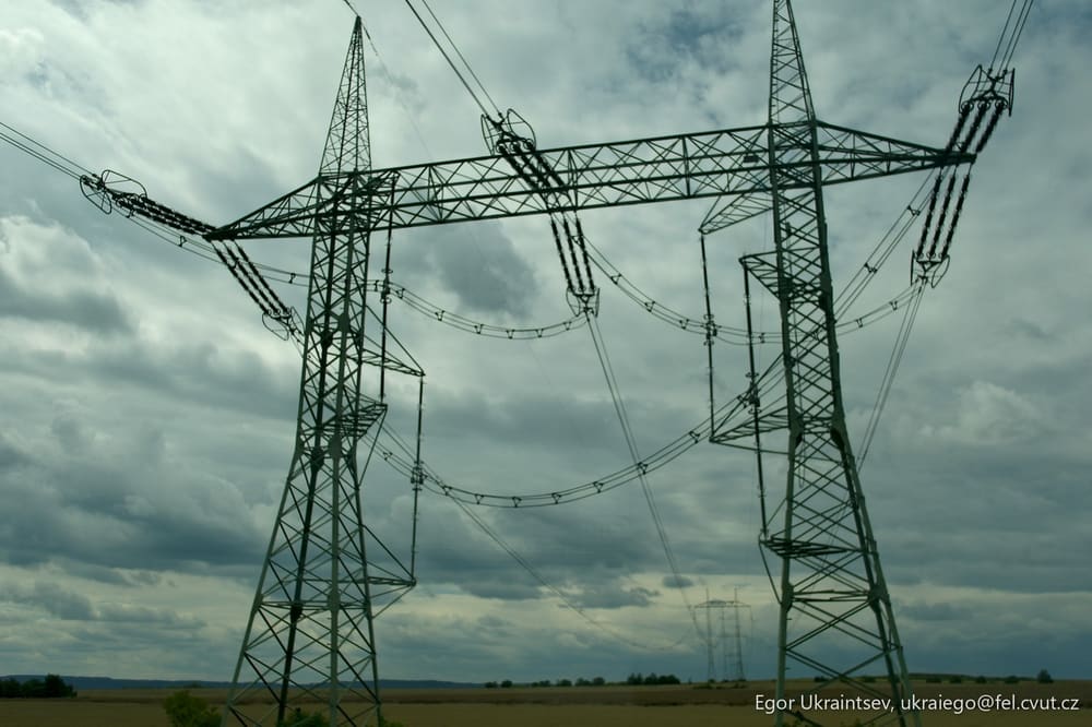 Power lines in a field