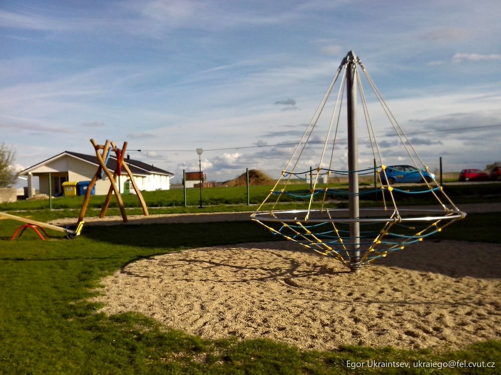 Playground with a swing set