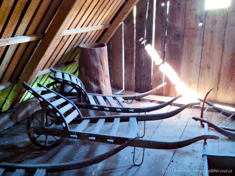 Old carriage in a barn