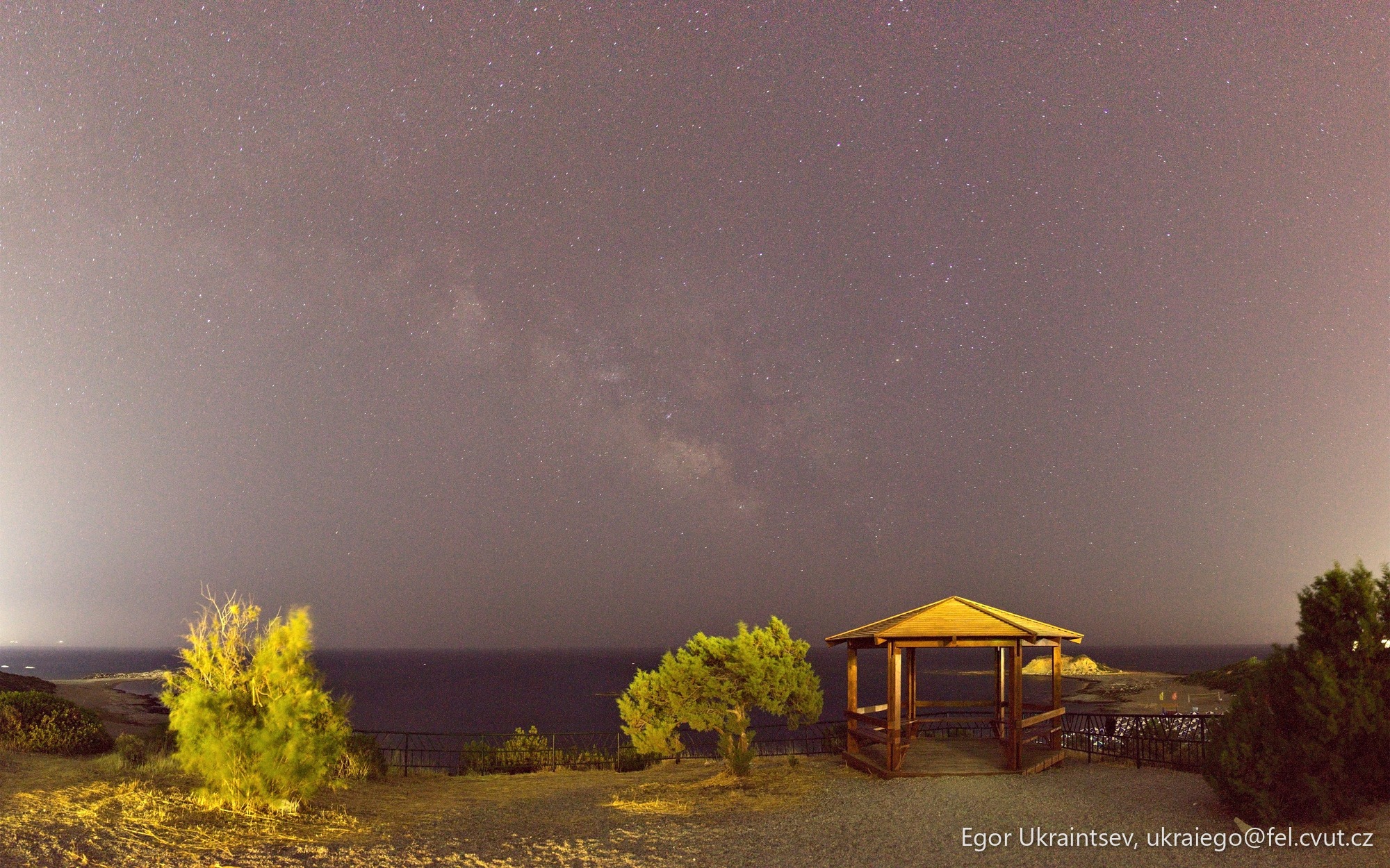 Night sky over the ocean