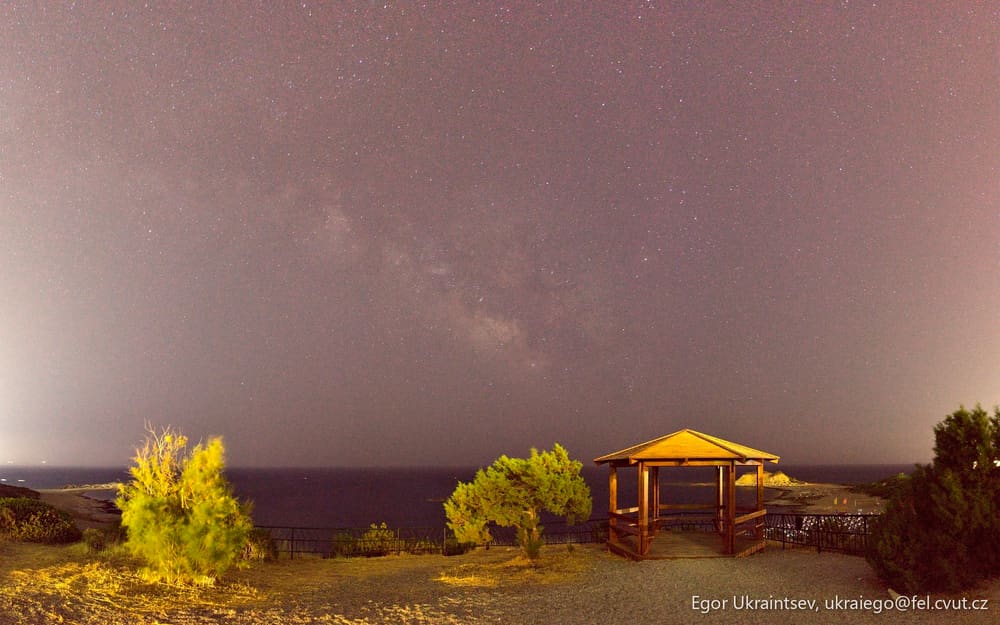 Night sky over the ocean