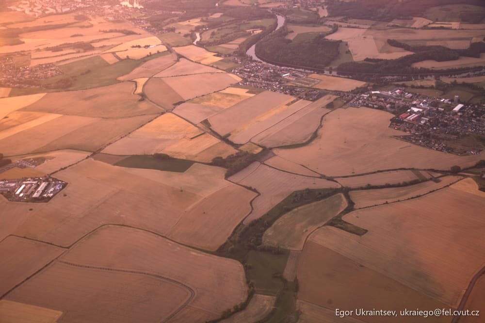 Aerial view of a rural