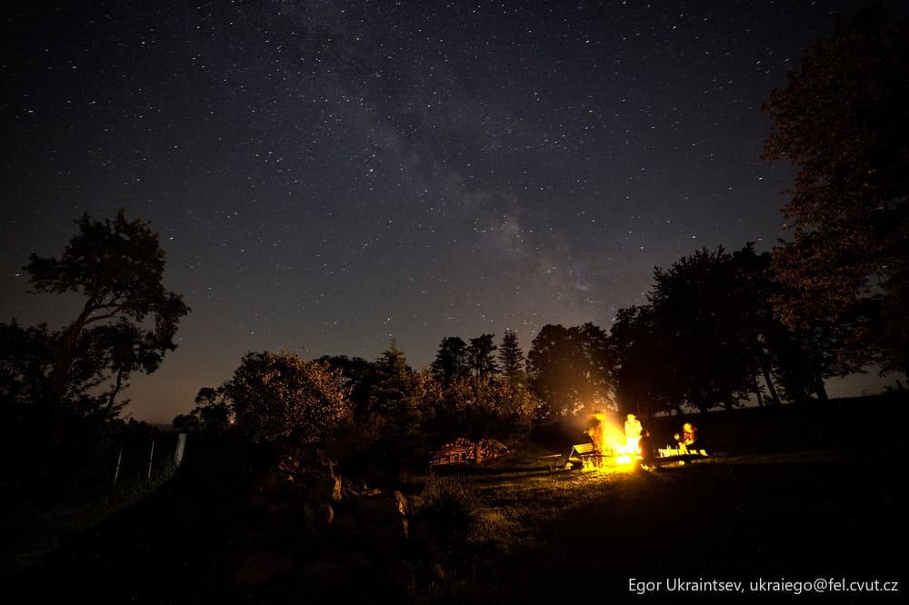 Camping site at night