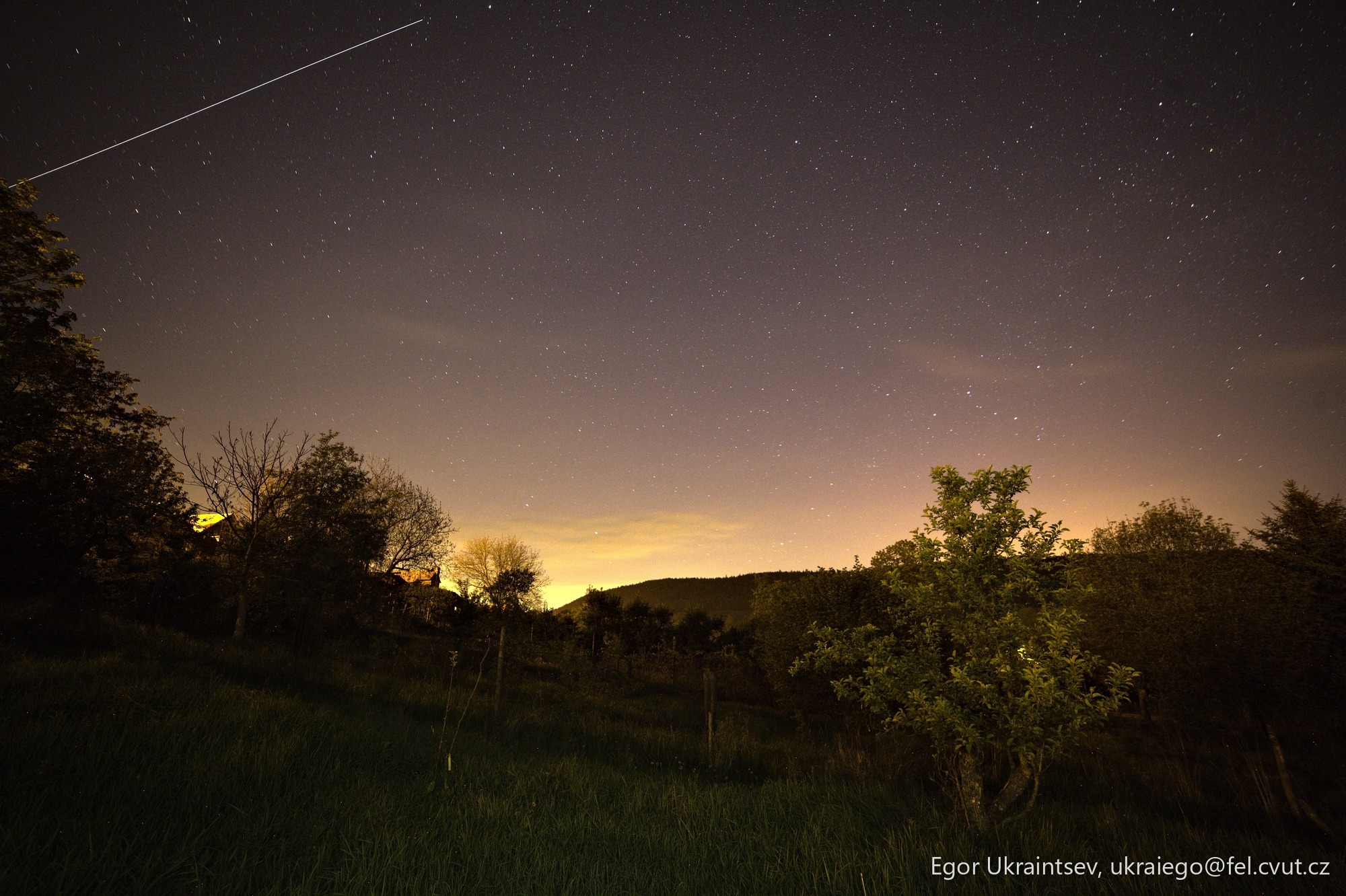 Night sky with a shooting