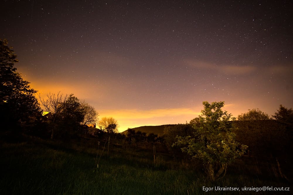 Night sky over a field