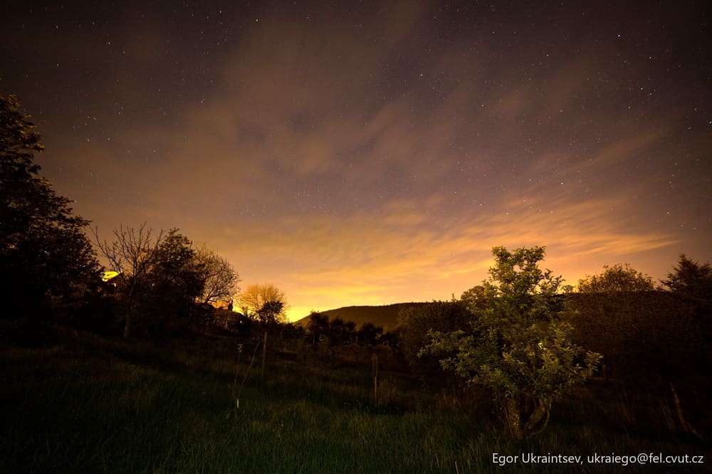 Night sky over a field