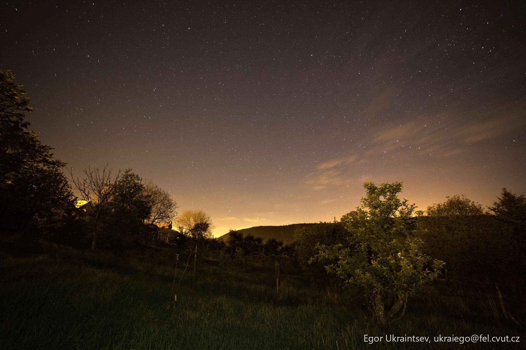 Night sky over a field