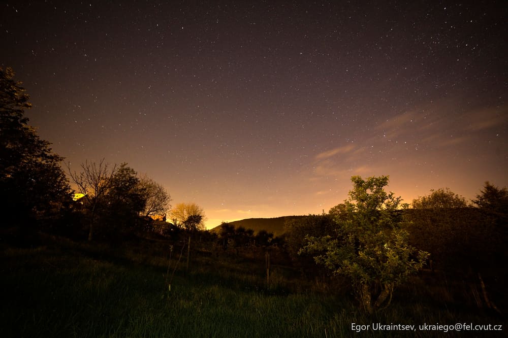 Night sky over a field