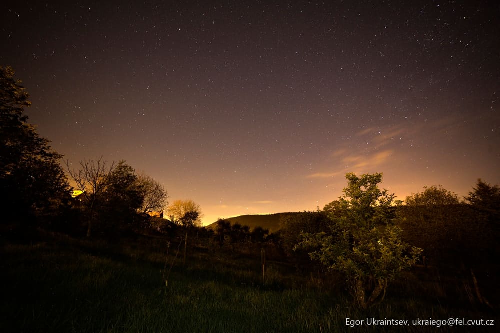 Night sky over a field