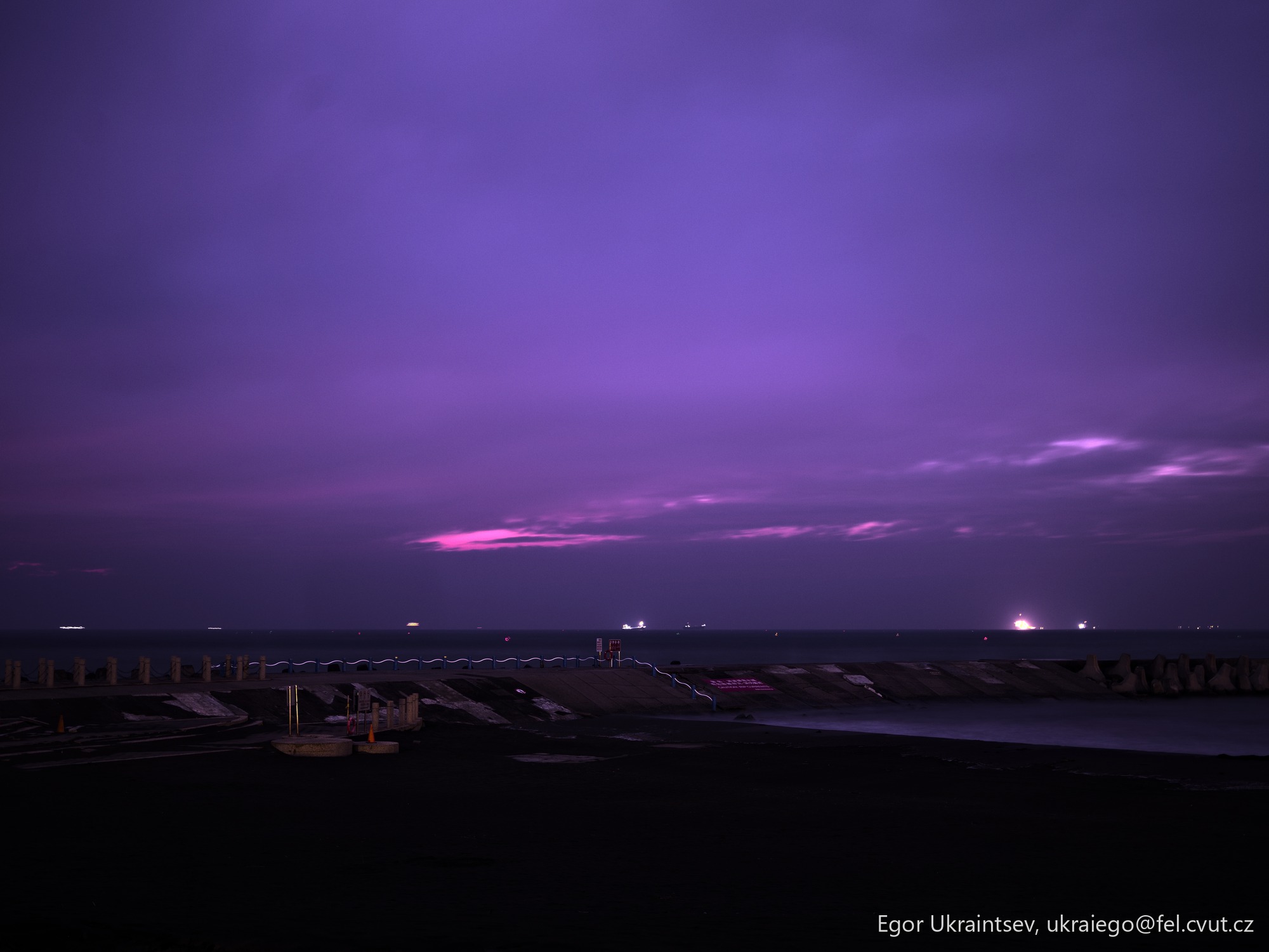Purple sky over the ocean