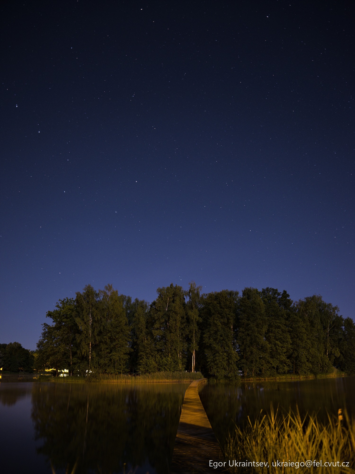 Night sky over a lake