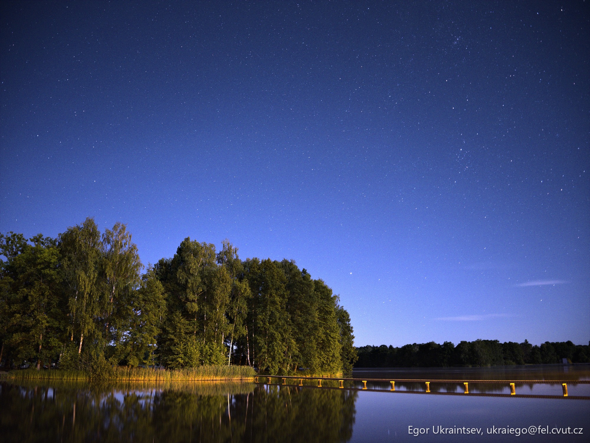 Night sky over a lake