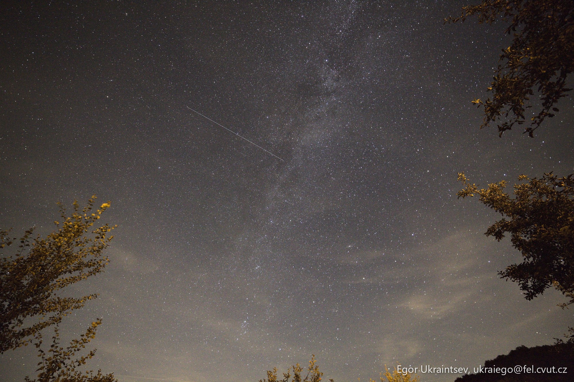 Night sky with a shooting