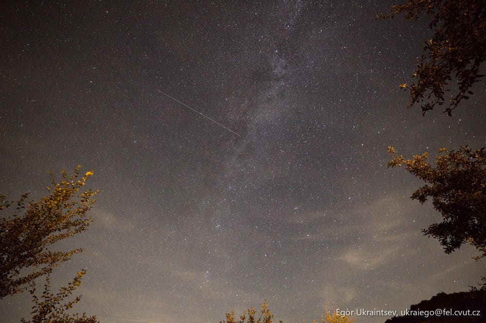 Night sky with a shooting