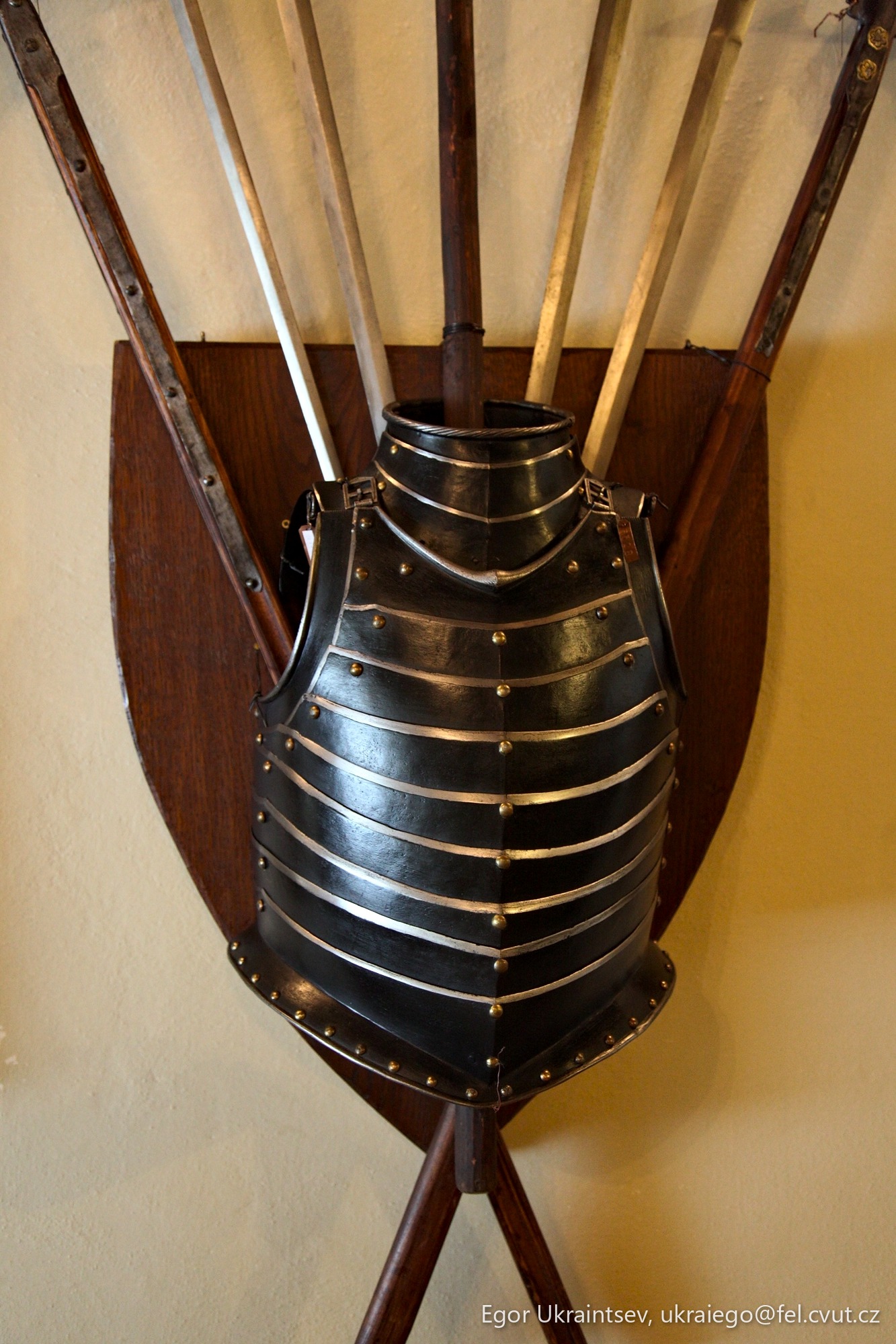 Helmet mounted on a wall
