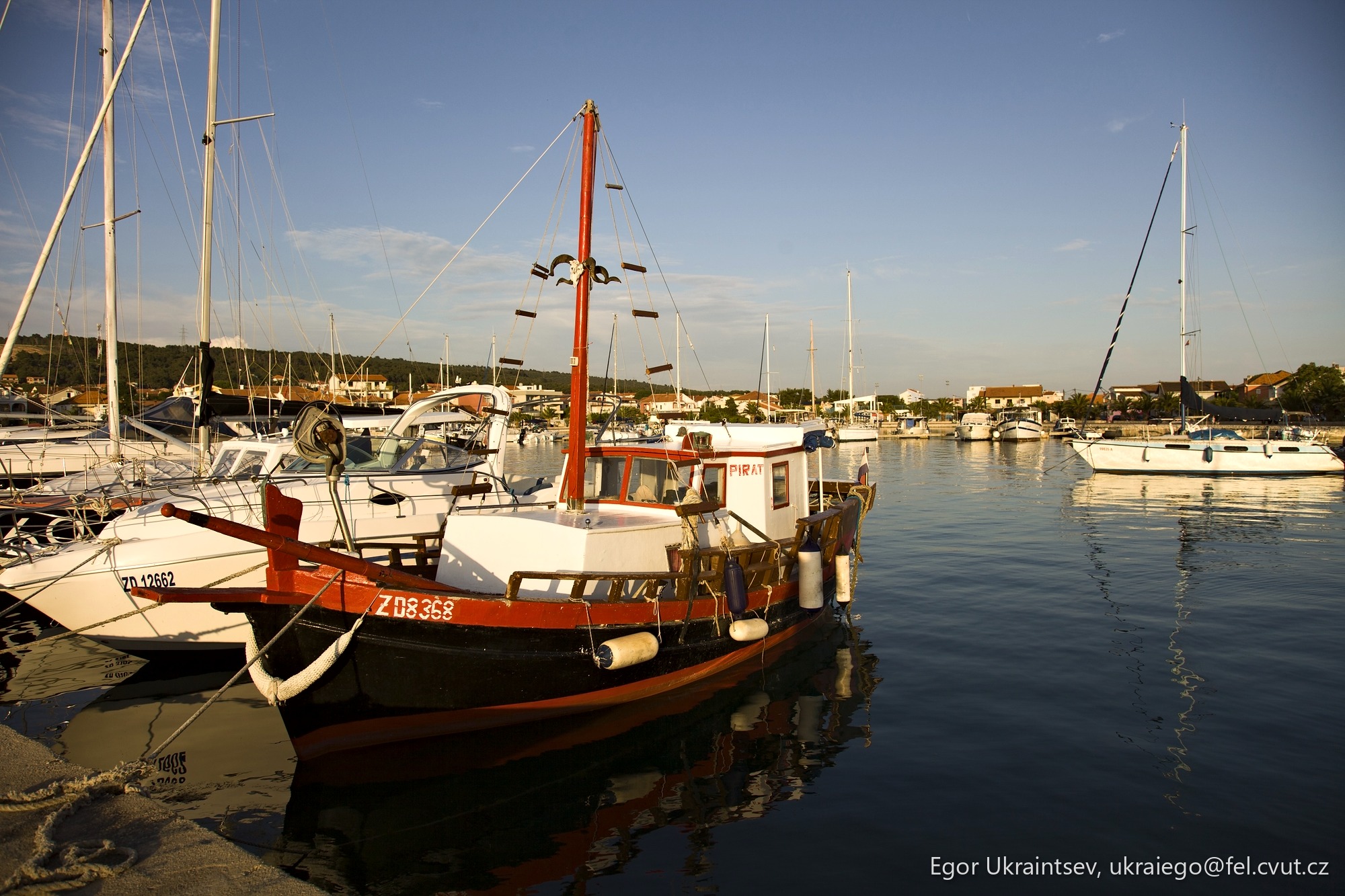 Boats docked in a harbor