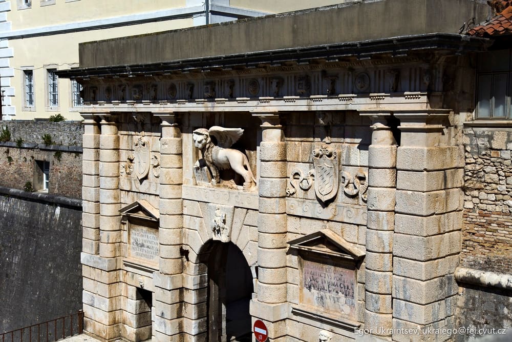 Stone building with a clock