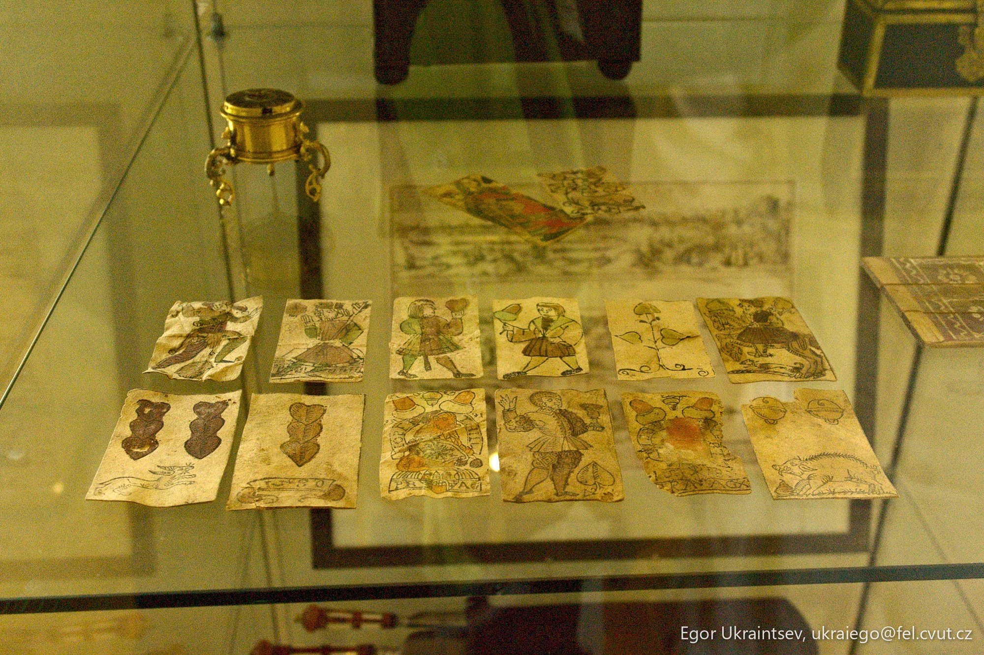 Glass display case filled